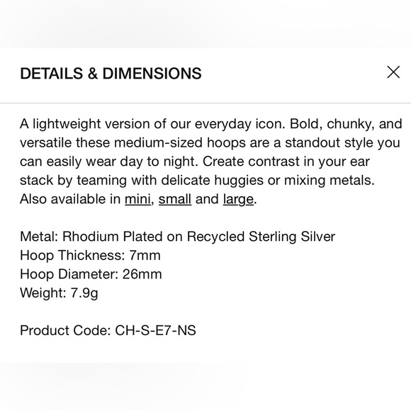 Missoma Chubby Medium Hoop Earrings, Silver - Picture 10 of 11